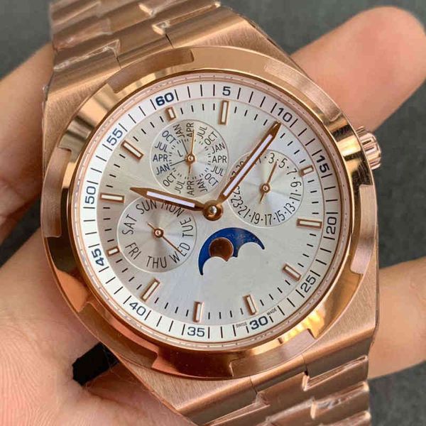 

mechanical watch vacherosn gold super superclone strap luxury men's rose watch luminous designer luxury men's 4300v steel cal.1120, Slivery;brown