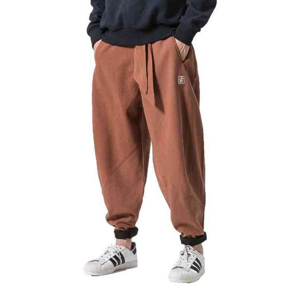 2022 homens calças de algodão de linho homens lã de inverno calças quentes marcam calça de moletom masculino harajuku calça de calça de hip hop l220706