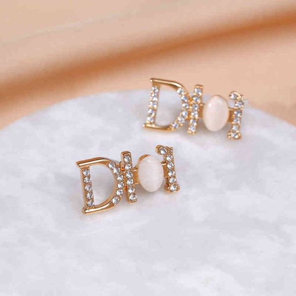 

d family classic letter c full diamond matching red recommended high 2022 tide brand fashion design necklace bracelet ring stud earrings, Golden