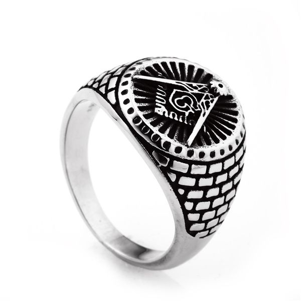 Mason in acciaio inossidabile anelli massonici anelli massonici Retro Silver Freemason Signet Ring Freemasonry Association Fraternal Association maschile e femminile