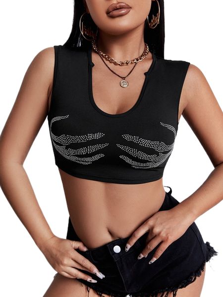 

sxy rhinestone detail crop tank u8kj#, White