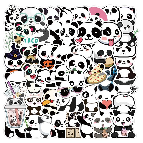 50Pcs Cute Panda Cartoon Animal Stickers Deposito Skateboard Cute DIY Cool Graffiti Impermeabile Divertente Kid Toy Sticker Decal