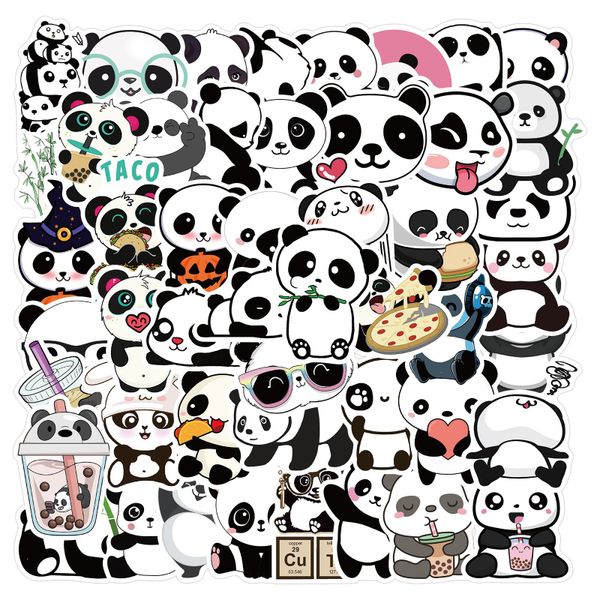 

50pcs cute panda cartoon animal stickers luggage skateboard cute diy cool graffiti waterproof funny kid toy sticker decal