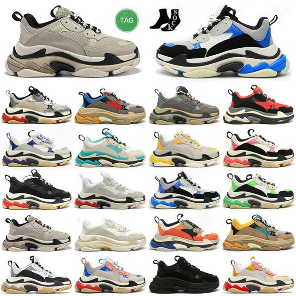 

fashion men women casual dad shoes red turquoise green triple-s designer sneakers triple s black white pink mint crystal clear clean sole bo