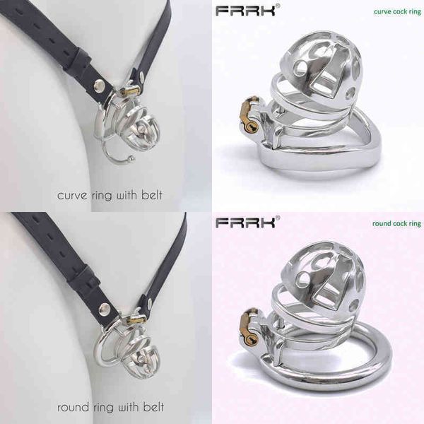 Nxy Cockrings Frrk Sissy Chastity Cage Ultra Small Metal Cock Device Steel Bird Lock Penis Rings Large Bdsm Bondage Sex Toys per Cbt 220108