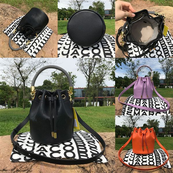 Pelle The Bucket Bag Lady Famous Designer Vintage Coulisse Chiusura a strappo Borsa a tracolla con manico in corda testurizzata Manico pieno fiore Borsa a tracolla Borsa Marcjocob