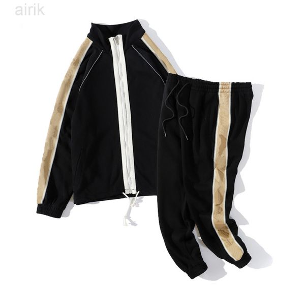 

man brands clothes tracksuits brand mens sweat suit spring autumn long sleeved two-piece set fall tracksuit jogging jackets pants sportswear, Gray