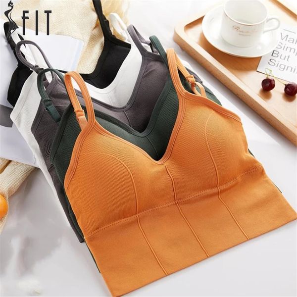 Sfit sport traspirante indossare reggiseno anti-suwat fitness top women women senza soluzione di continuità del reggiseno shock crop push up sport gym workout