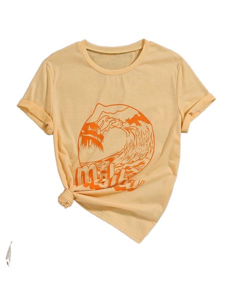 

letter & wave print tee b28s#, White