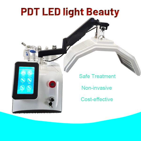 Taşınabilir 7 Renk PDT LED Işık Terapi Su Soyma Derin Temizleme Scrubber Hydro Yüz Çok Fonksiyonlu Güzellik Makinesi