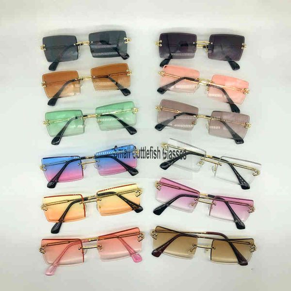 

fashionable square sunglasses vintage rimless sunglasses 2022 women custom 2022 sunglasses, White;black