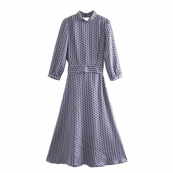 

evfer chic ladies round dot print za purple autumn midi dress female fashion high waist turtleneck long dresses 210421, Black;gray