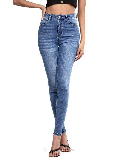 

tall high waist skinny jeans s16o#, Blue