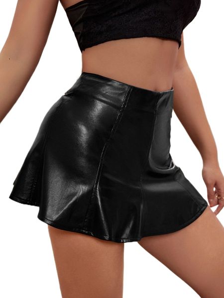 

high waist zip back skirt n8ux#, Black