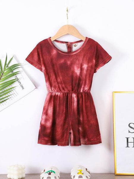 

toddler girls tie dye button back romper she, Blue