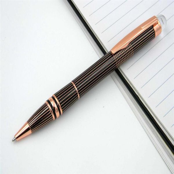 

1pc lattice black with rose golden clip metal ballpoint pen241c, Blue;orange