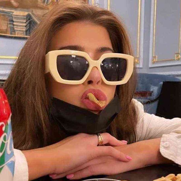 

dytymj big frame square sunglasses women oversized polygon punk men sunglasses luxury shades for women gafas de sol hombre y220410, White;black