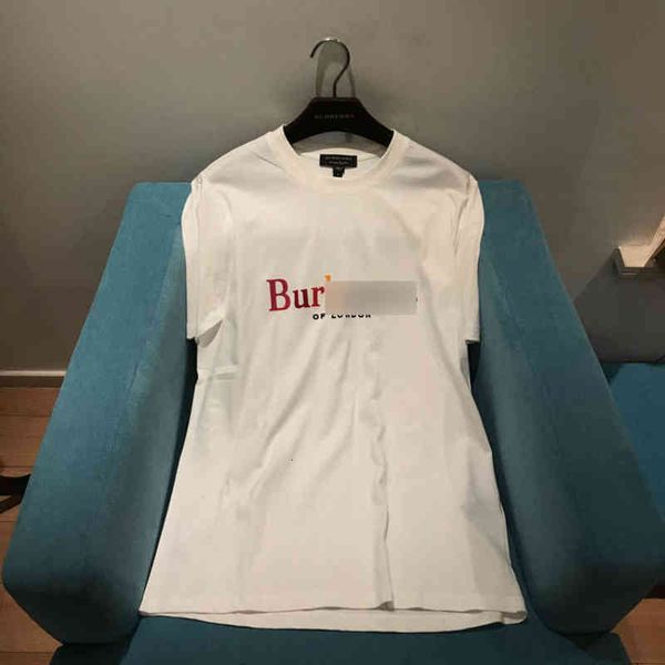 

women's t-shirt spring and summer british classic men's women's same color letter flocking t-shirt couple's cotton, White