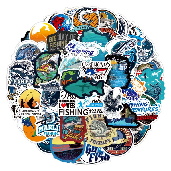 

50pcs outdoor fish cartoon stickers aesthetics for diy phone case fridge suitcase motorcycle guitar helmet waterproof decals