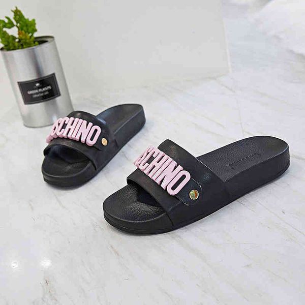 

slippers women's slippers style net red ins muffin bottom leather word cool women's non slip casual f3da, Black