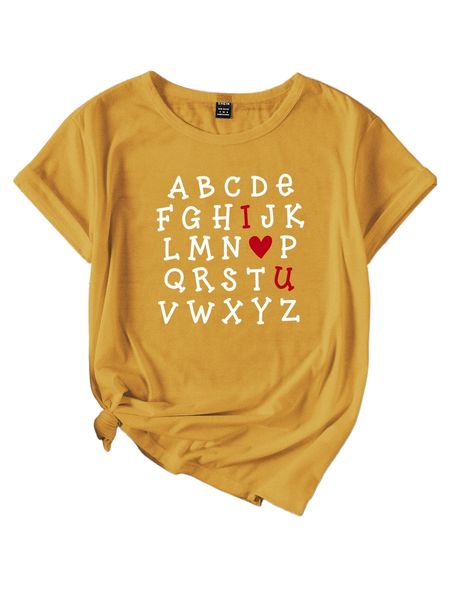 

letter & heart print tee w1ib#, White