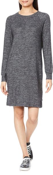 

ritual women's cozy knit relaxed-fit long-sleeve raglan crewneck dress v9vn#, White;black