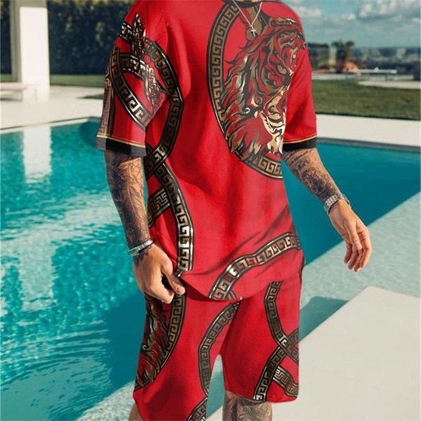 Летняя мужская одежда Прибытие 3D -печатные шорты для футболки костюма Sweat Antean 2 кусок сет -костюм Street Fashion 220621