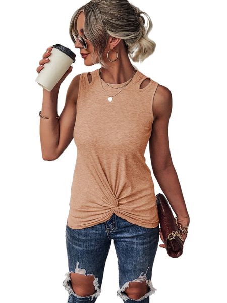 

cut out twist hem tank h9uu#, White