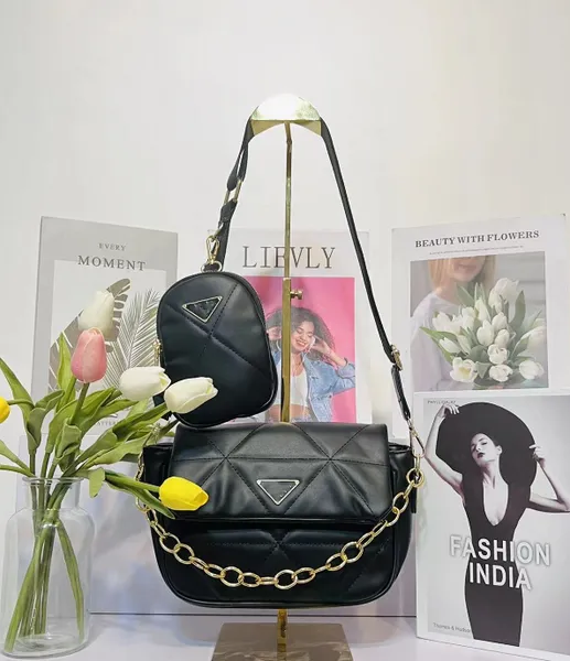 Rhombus Dau-Peece Bag Women New Fashion Trendy Messenger Bag Western Style All-Calling Sagns Sagns