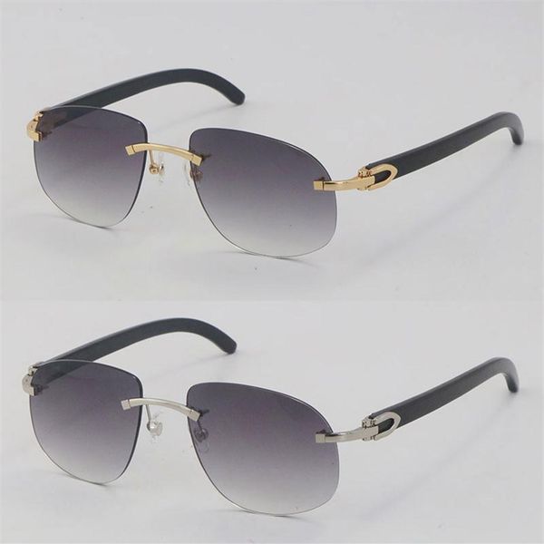 

whole metal rimless sunglasses men original black buffalo horn 8100928 sun glasses male and female adumbral outdoors driving d2405, White;black