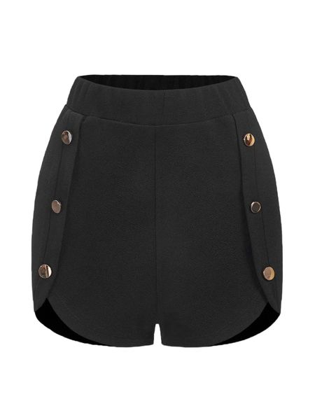 

fake button side shorts o1sz#, White;black