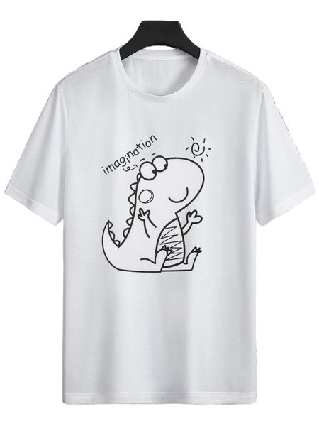 

men cartoon & letter graphic tee i89i#, White;black