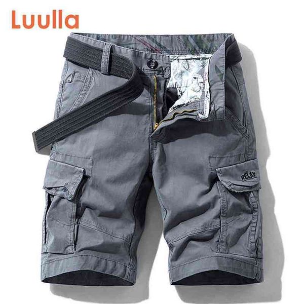Luulla Men Summer Premium твил твилл хлопковые грузовые шорты мужчины повседневная мода с твердыми классическими карманами для легких шорт 2838 210322