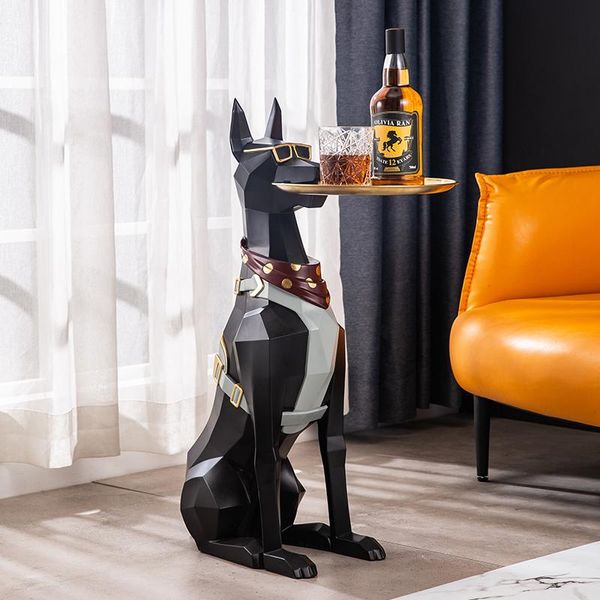 Objetos decorativos Estatuetas Animais nórdicos Grande Estátua de pouso Cão Escultura Decoração para casa Sala de estar Decoração Armazenamento Organização Presente