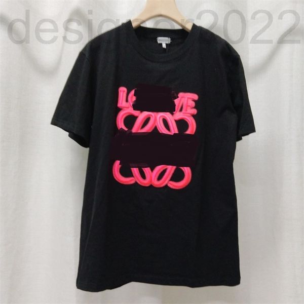 

women's t-shirt designer loeve fluorescent acne embroidered cotton t-shirt loose casual round neck short sleeve pullover women's w, White