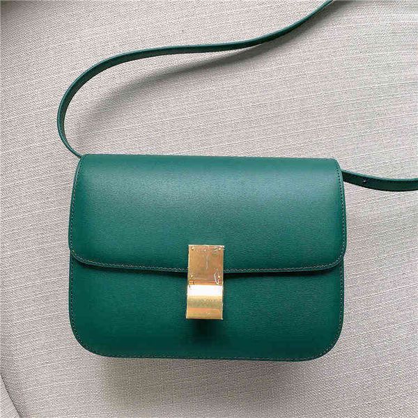 

new upgraded version of double spring classic genuine leather box tofu bag shoulder messenger stewardess bag g220422