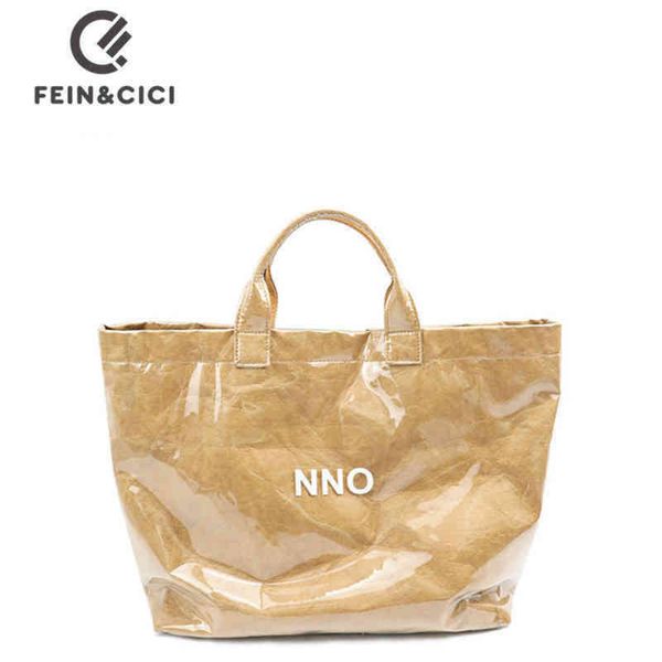 

designer kraftpapier shopper tas grote capaciteit pvc clear dubbele transparante zak waterdichte causale totes bag khaki bruin 220610