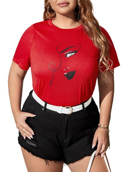 

plus figure graphic tee v18r#, Black