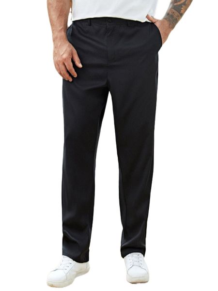 

extended sizes men slant pocket tapered pants y9t6#, Black
