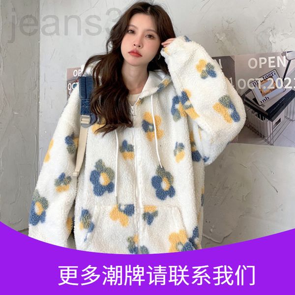 

women's hoodies & sweatshirts designer little daisy lamb cashmere coat female autumn winter loose ins lazy style bf american hiphop plu, Black
