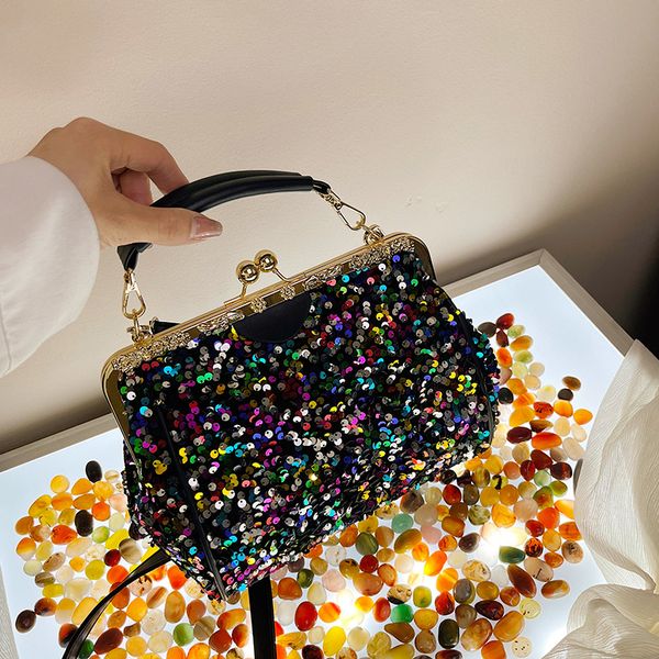 

wholesale factory ladies leather shoulder bags sweet little fresh sequined shell bag street color fashion handbags joker metal buckle handba