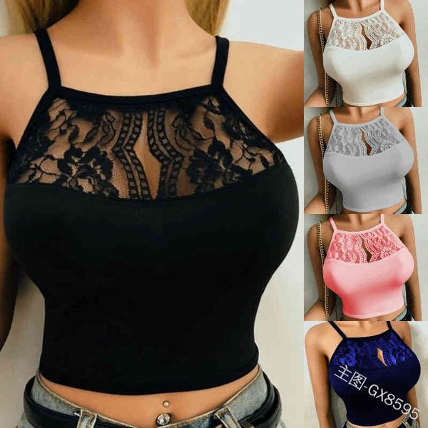 

women's tanks camis 2022 style nightclub fun lace suspender bra solid color with vest inside 61m2, White