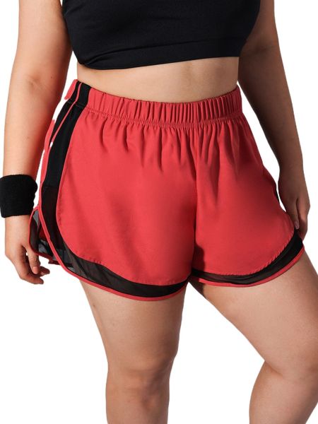 

plus contrast mesh sports shorts u6z4#, Black