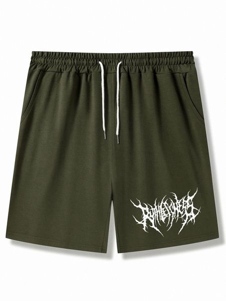 

romwe guys letter graphic drawstring shorts 74t2#, White;black