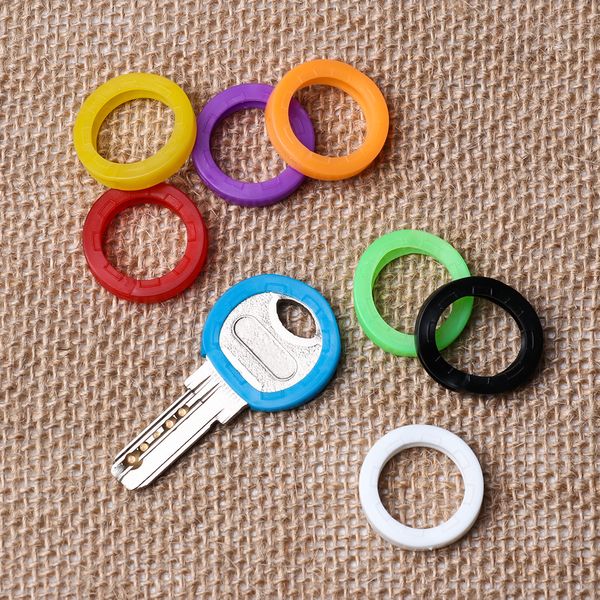 

8pcs random color hollow silicone key cap covers er key holder elastic keyring rings key case bag organizer wallets hot, Red;blue