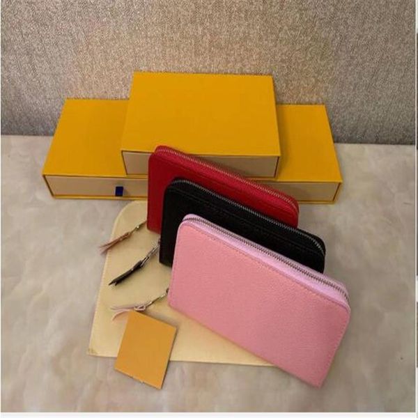 

3 colors fashion single zipper designer men women embossed leather wallet lady ladies long purse no box218j, Red;black