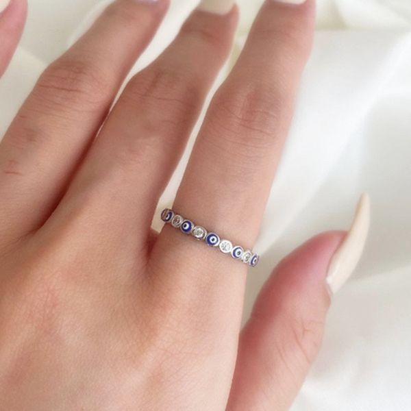 

fashion evil eyes real 925 sterling silver designer ring cluster rings south american style valentines day jewelry rings for women friend te, Golden;silver