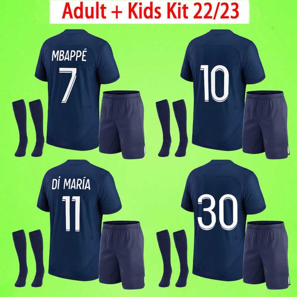 

and kids kit with socks paris soccer jerseys 2022 2023 mbappe sergio ramos child suit football shirts 22 23 di maria verratti boys, Black
