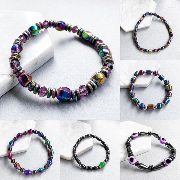 Link Cadeia de energia Magnetic Cura Bracelet colorido hematite unissex ímã de saúde Cuidados de saúde alívio de artrite Perda de peso Jóias de moda Fawn22