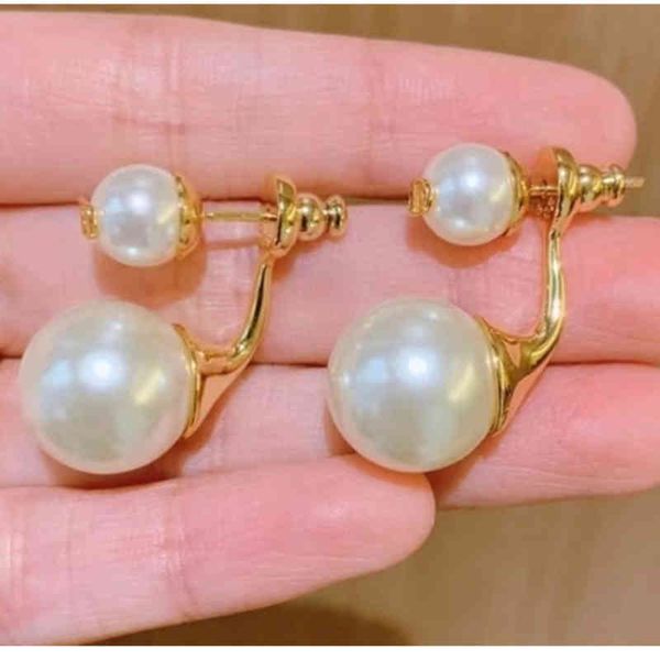 

large size pearl earrings women's simple and versatile geometric, Golden